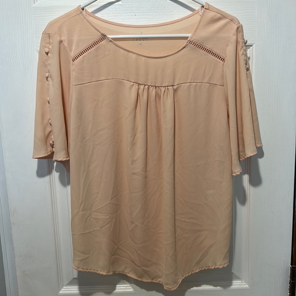 New York and Company Pink Short Sleeve Blouse, Size M
